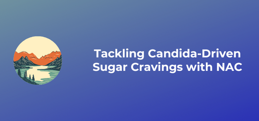 our logo with the text tackling candida driven sugar cravings with NAC